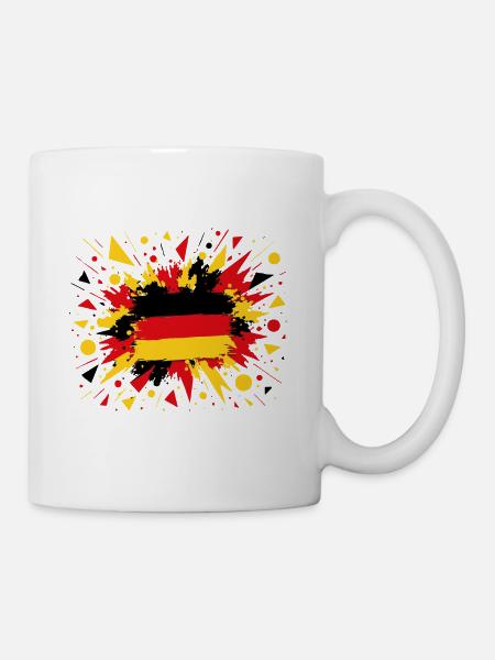 Deutsche Flagge im Pinselstil - Tasse - Weiß