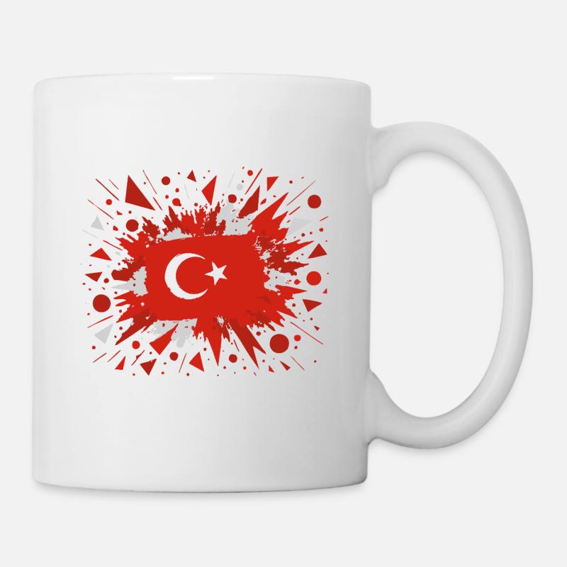 Türkische Flagge mit Artistic Splash Rain - Tasse - Weiß