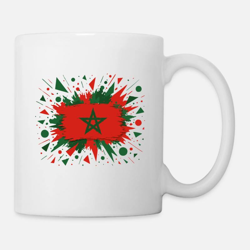 Drapeau marocain en style pinceau - Mug blanc - blanc