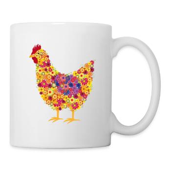 Fleur Poulet Jeu Coloré De Couleurs - Mug blanc - blanc - Droite