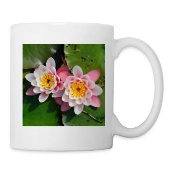 Seerosen Blüten im Wasser - Tasse - Weiß - Rechts