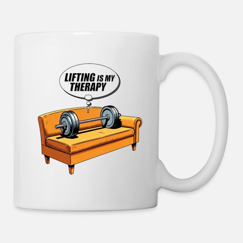 Lift Is My Therapy Couch Design - Mug - white