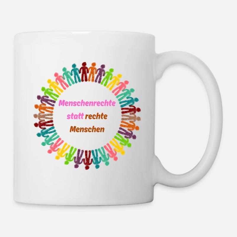 Menschenrechte statt rechte Menschen rosa - Tasse - Weiß