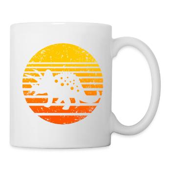 Prehistoric Dino Sunset Illustration - Tasse - Weiß - Rechts