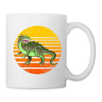 Design rétro dinosaure avec coucher de soleil - Mug blanc - blanc - Droite