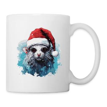 Lustige Weihnachtsratte - Tasse - Weiß - Rechts