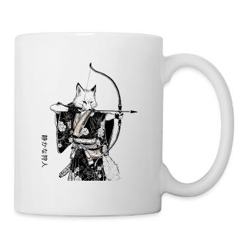 Samurai Fox with Bow – Ukiyo-e Japan Art - Mug - white - Right
