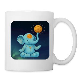 Yoga Elefant mit Handpan Sonne - Tasse - Weiß - Rechts