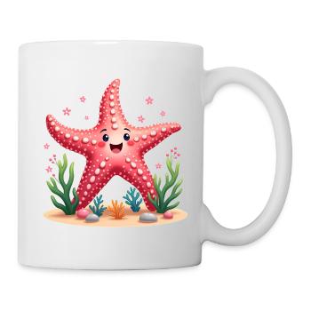 Seestern Meerestier, Koralle, unter Wasser, Sommer - Tasse - Weiß - Rechts