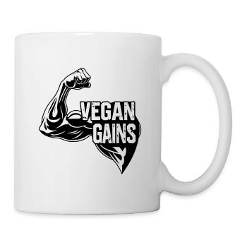 Vegan Gains – Muskel Bizeps Gym Fitness - Tasse - Weiß - Rechts