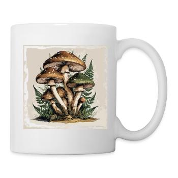 Pilzfamilie im Wald mit Farnen - Tasse - Weiß - Rechts