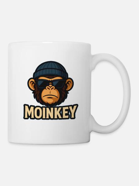 MOINKEY Affe Design – Moin Hamburg Geschenkidee - Tasse - Weiß