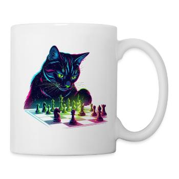 Motif d'échecs chat noir néon - Mug blanc - blanc - Droite
