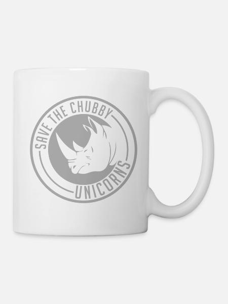 Enregistrez le logo de la licorne potelée - Mug blanc - blanc