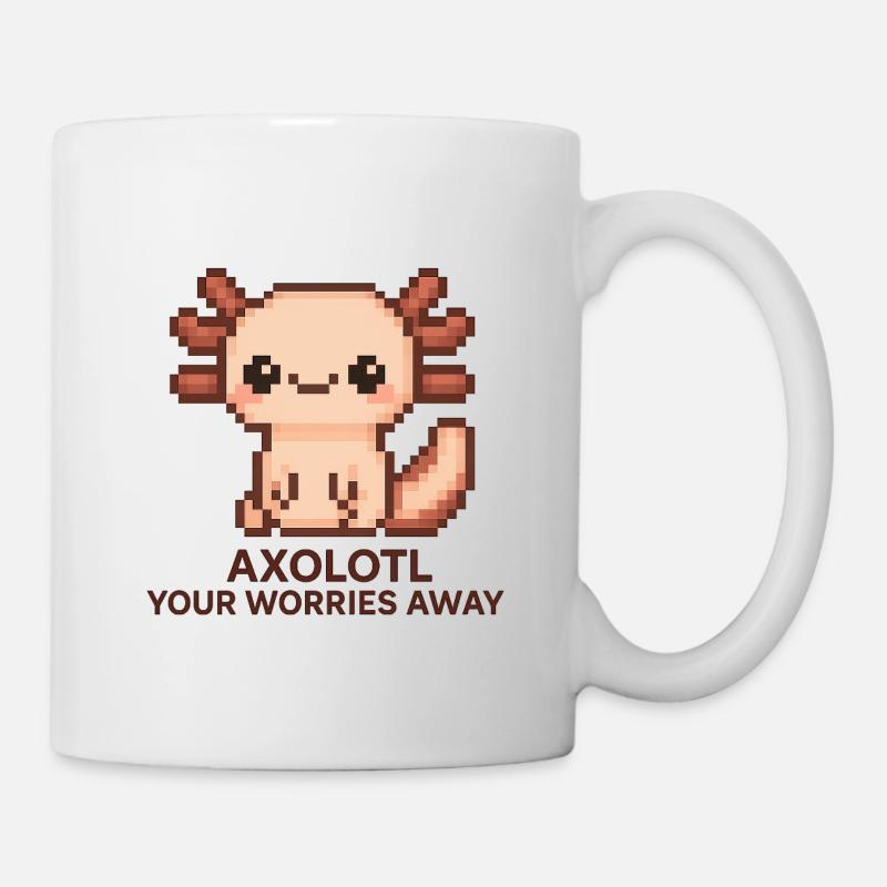 Pixel art axolotl avec texte de blague - Mug blanc - blanc