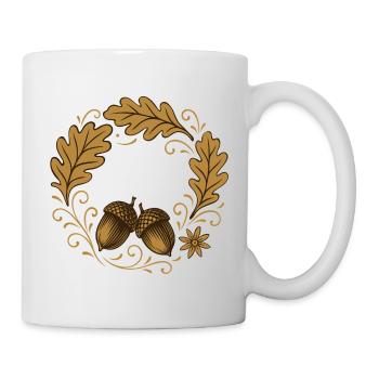 Eicheln & Blätter - Naturdesign Herbst - Tasse - Weiß - Rechts