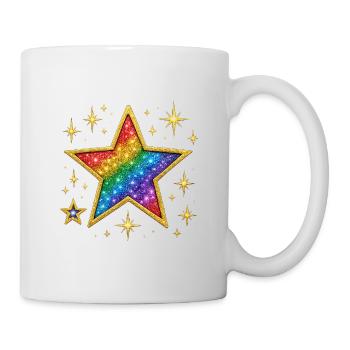Leuchtendes Glitzer-Regenbogen-Stern-Design - Tasse - Weiß - Rechts