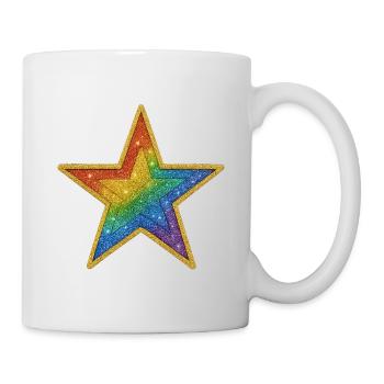 Regenbogen-Glitzer-Stern-Patch-Design - Tasse - Weiß - Rechts