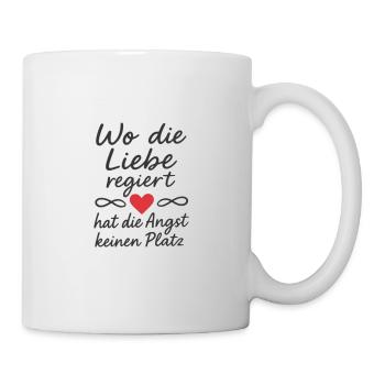 Love and fear quote in black and red - Mug - white - Right