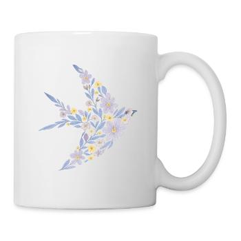Floral nordique - Oiseau violet doux - Mug blanc - blanc - Droite
