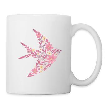 Nordic Floral - Bright Pink Rose Bird - Mug - white - Right