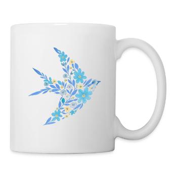 Floral nordique - Oiseau bleu vif - Mug blanc - blanc - Droite