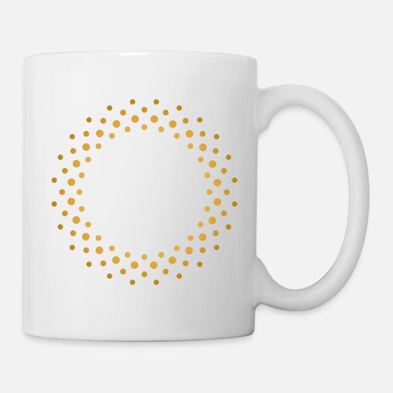 Ringförmiges, goldenes Punktmuster - Tasse - Weiß