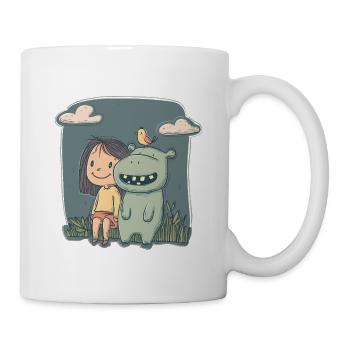 Mädchen und Nilpferd Freundschaft - Tasse - Weiß - Rechts