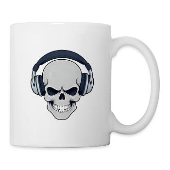 Skull skull with headphones vintage style - Mug - white - Right