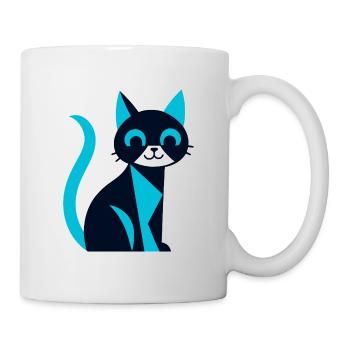 Chat noir-bleu avec effet aw - Mug blanc - blanc - Droite