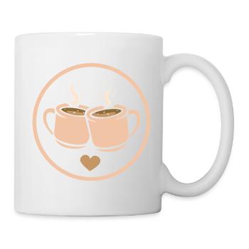 Two coffee cups with hearts – love &amp; friendship - Mug - white - Right