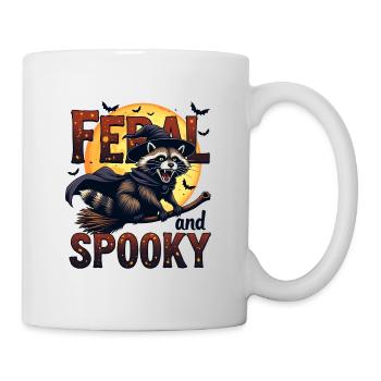 Feral and Spooky - Waschbär auf Besenstiel - Tasse - Weiß - Rechts