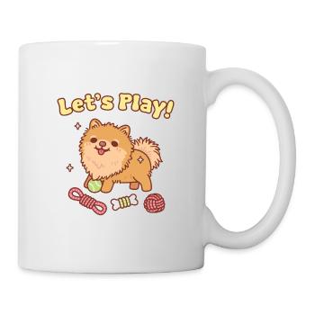Cute Pomeranian Pup With Toys Lets Play Funny  - Mug - white - Right