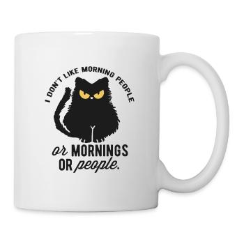 Cat with Morning Dissatisfaction and Quotes - Mug - white - Right