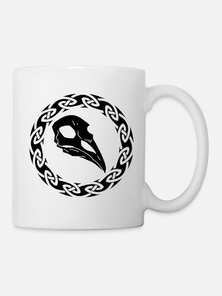 Schwarzer Wikinger Rabe Schädel - Tasse - Weiß