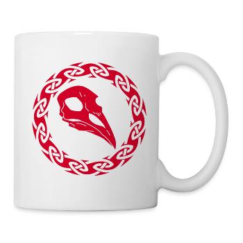 Roter Wikinger Rabe Schädel - Tasse - Weiß - Rechts