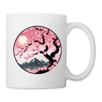 Paysage de montagne de cerisier en fleurs - Mug blanc - blanc - Droite