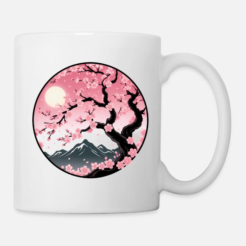 Paysage de montagne de cerisier en fleurs - Mug blanc - blanc
