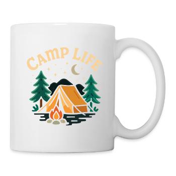 Evening tented camp with starry sky - Mug - white - Right