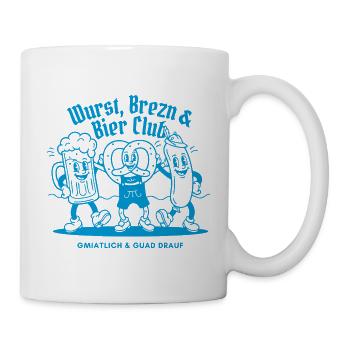 Lustiges Bier- und Wurst-Design - Tasse - Weiß - Rechts