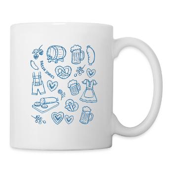 Traditional Bavarian beer and traditional costume symbols - Mug - white - Right