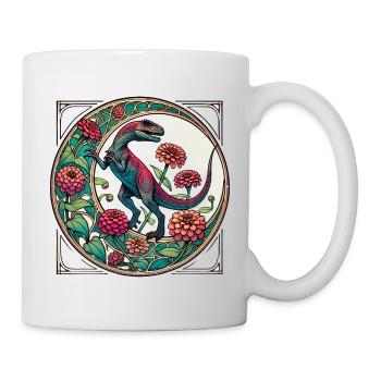 Lebendige Dinosaurier-Blumenkunst - Tasse - Weiß - Rechts