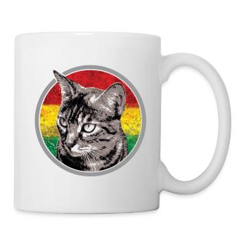 Chat avec des arrière-plans de drapeau - Mug blanc - blanc - Droite