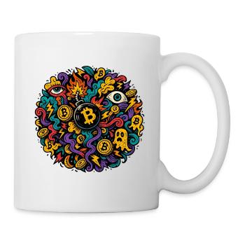 Vulkanischer Bitcoin Chaos Design - Tasse - Weiß - Rechts