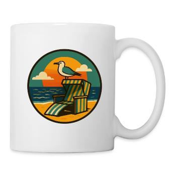 Strandkorb Design mit Möwe - Tasse - Weiß - Rechts