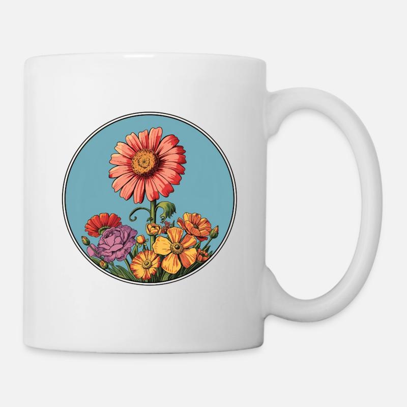 Vintage style floral illustration - Mug - white