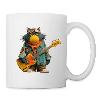 Rockiger Katzenmusiker im Retro-Style - Tasse - Weiß - Rechts