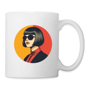 Retro Cool Frau mit schwarz Haar und Sonnenbrille - Tasse - Weiß - Rechts