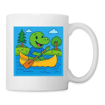Little dinosaur in a canoe - Mug - white - Right