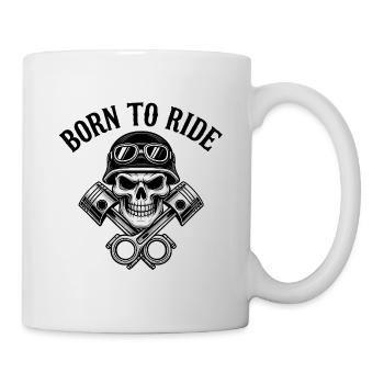 Born to Ride – Skull & Pistons Biker Design - Tasse - Weiß - Rechts